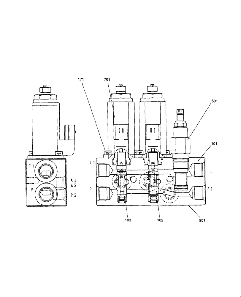 Схема запчастей Case CX20B - (HC850-01[1]) - SOLENOID VALVE (35) - HYDRAULIC SYSTEMS