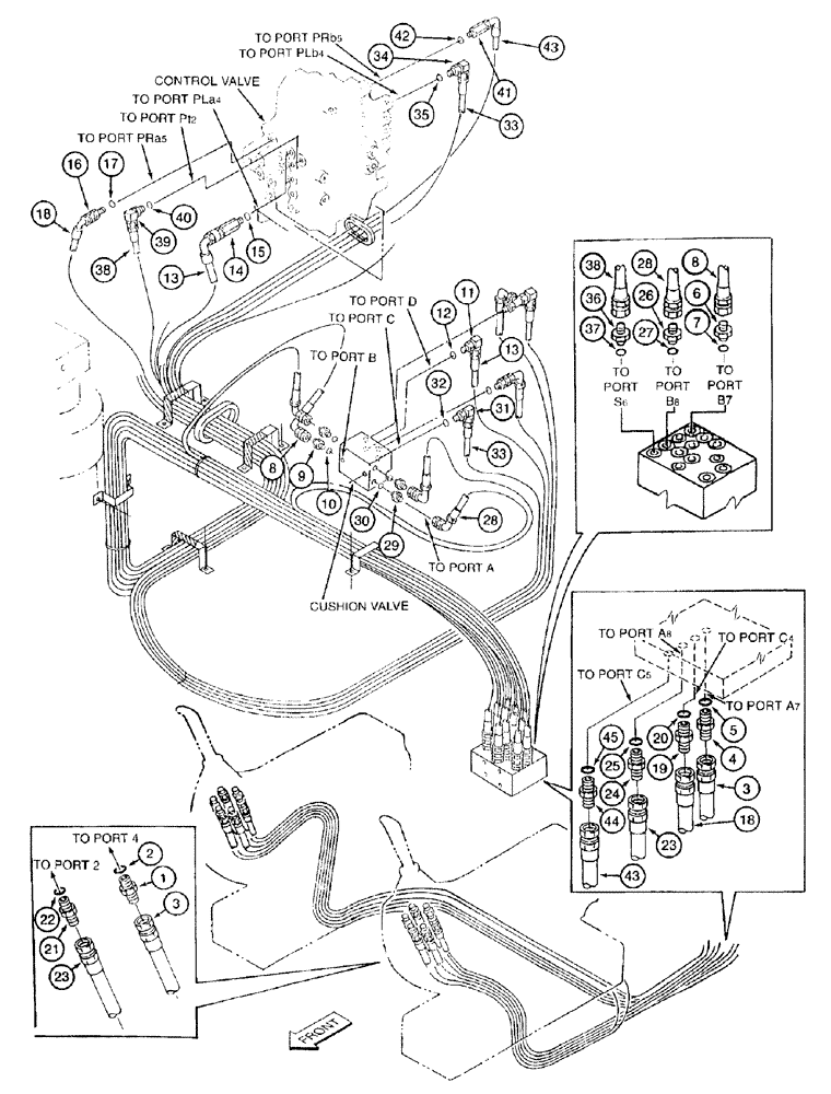 Схема запчастей Case 9050B - (8-056) - ARM CONTROL LINES (08) - HYDRAULICS