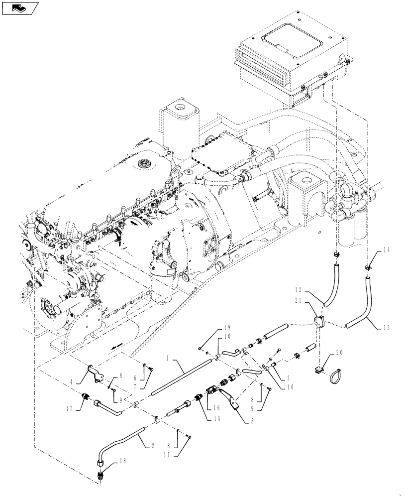 Схема запчастей Case 1121F - (50.104.01) - HEATER LINE INSTALLATION (50) - CAB CLIMATE CONTROL