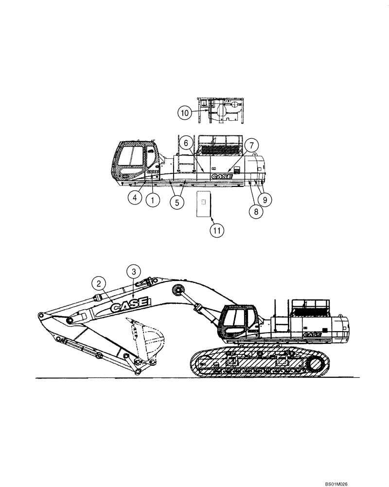 Схема запчастей Case CX800 - (09-61) - DECALS (09) - CHASSIS