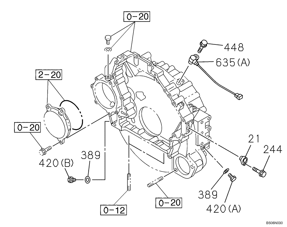 Схема запчастей Case CX210B - (02-36) - ENGINE FLYWHEEL HOUSING (02) - ENGINE