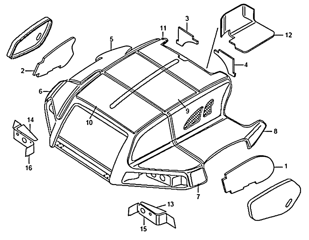 Схема запчастей Case 340B - (59A03000545[001]) - INSULATING PANELS, ENGINE HOOD (87613494) (10) - Cab/Cowlings