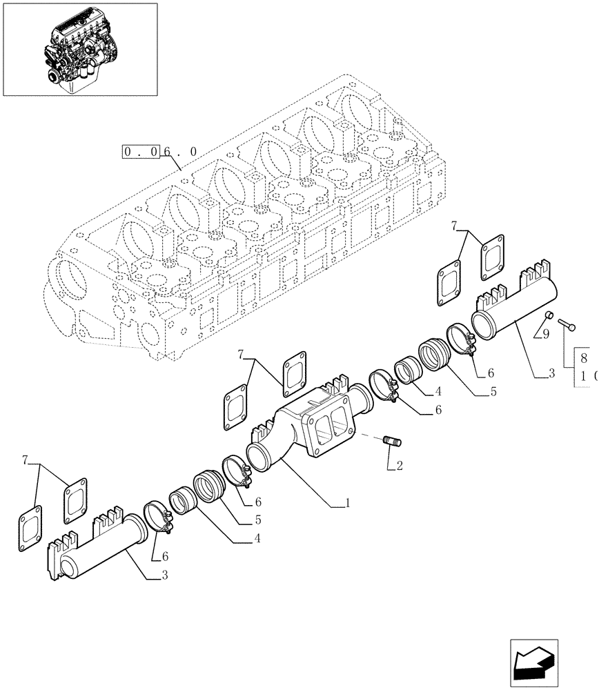 Схема запчастей Case F3BE0684E B003 - (0.07.8[01]) - EXHAUST MANIFOLD (504041325) 