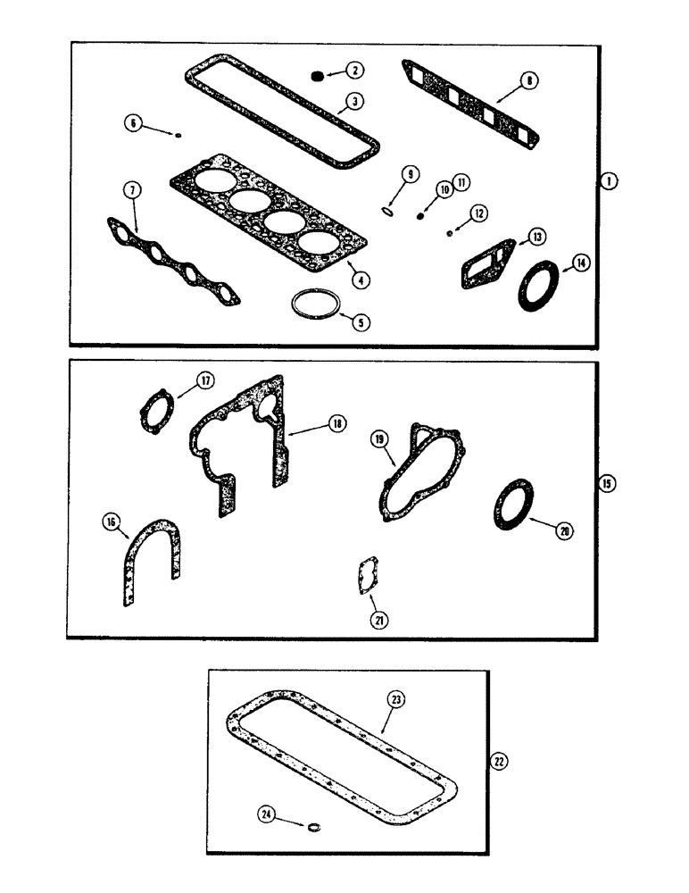 Схема запчастей Case 310G - (020) - ENGINE GASKET KITS, (188) DIESEL ENGINE (01) - ENGINE