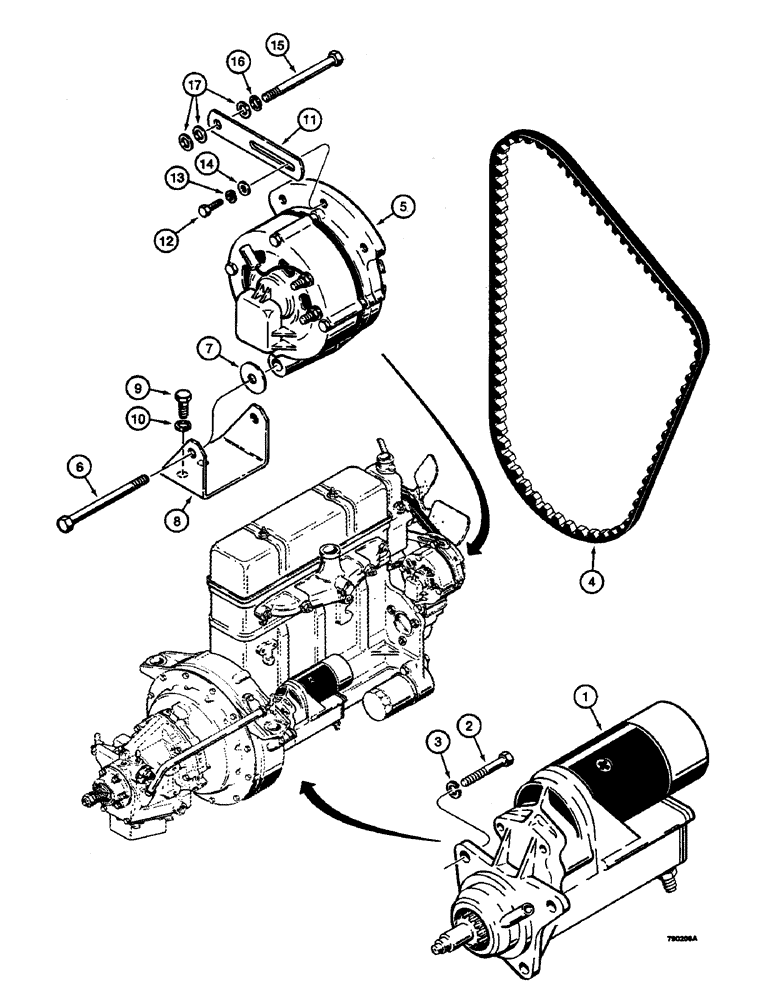 Схема запчастей Case 350B - (066) - STARTER AND ALTERNATOR MOUNTING (06) - ELECTRICAL SYSTEMS