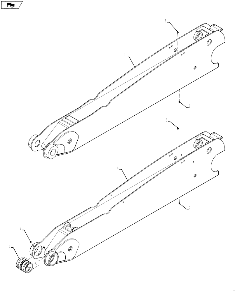 Схема запчастей Case 590SN - (39.121.02[01]) - BACKHOE - DIPPER, EXTENDABLE (OUTER) (590SN) (39) - FRAMES AND BALLASTING