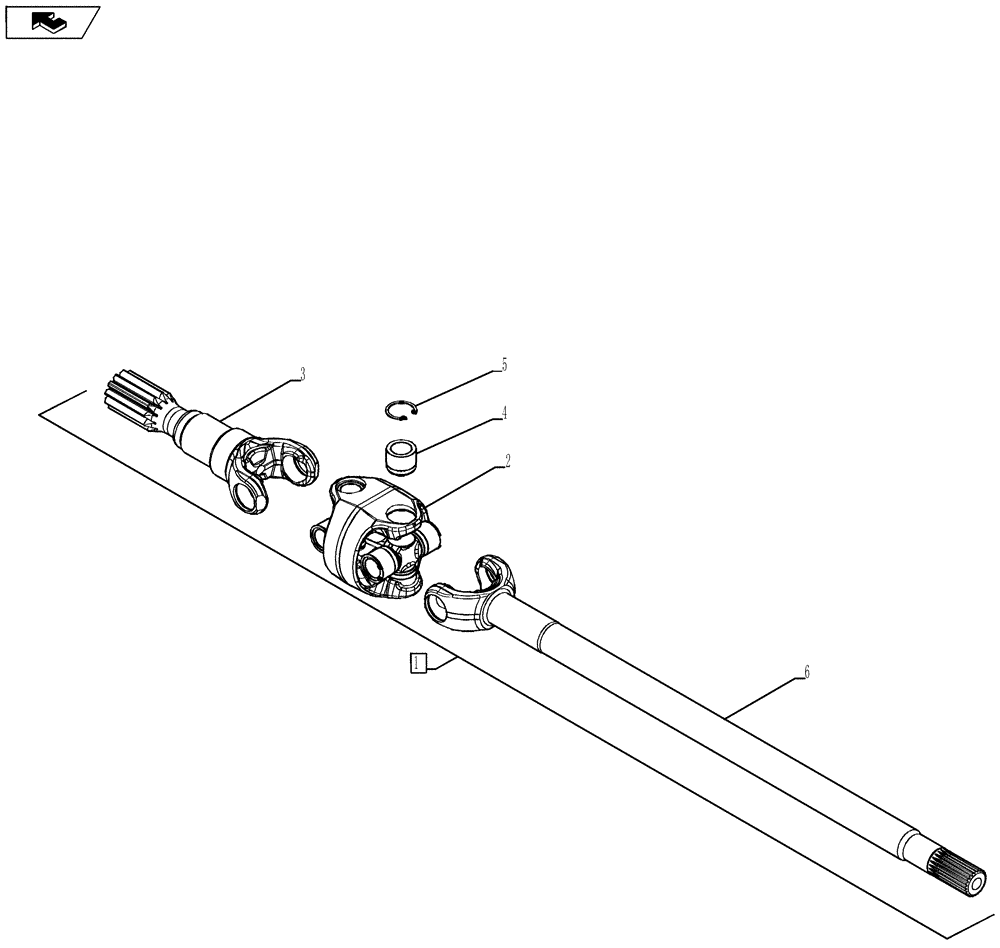 Схема запчастей Case 590SN - (25.100.16[02]) - AXLE, FRONT DRIVE - SHAFT HD ACP (580SN WT, 590SN) (25) - FRONT AXLE SYSTEM