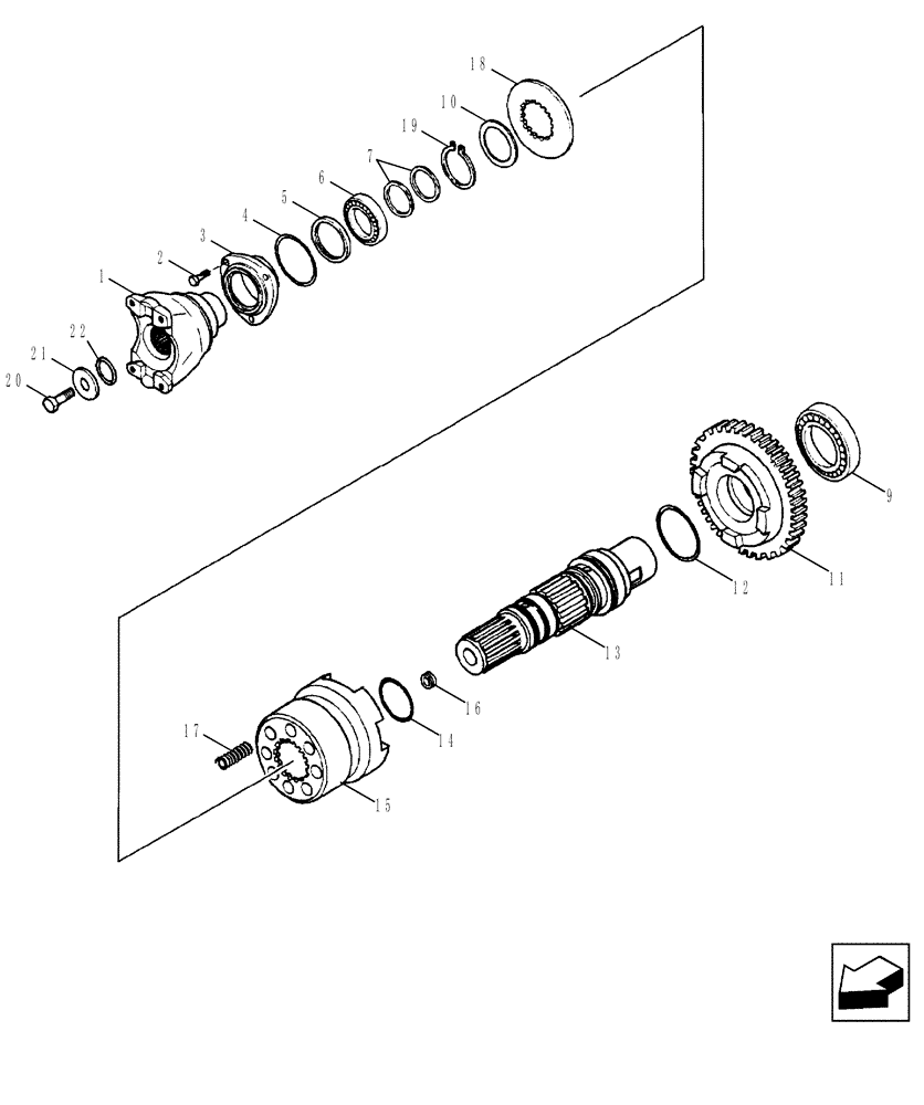 Схема запчастей Case 580SM - (21.154.03) - TRANSMISSION, 4WD (580SM/SM+) - SHAFT, OUTPUT (21) - TRANSMISSION