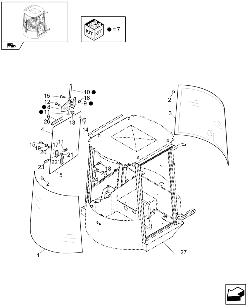 Схема запчастей Case 121E - (439[13]) - CAB GLASSES (10) - OPERATORS PLATFORM