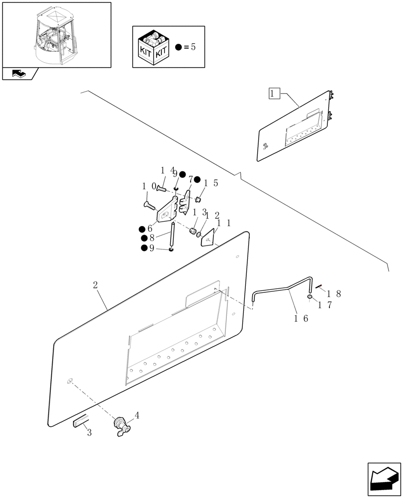 Схема запчастей Case 321E - (715[09]) - CANOPY RIGHT SIDE DOOR (10) - OPERATORS PLATFORM