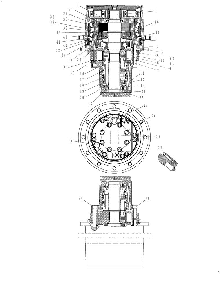 Схема запчастей Case 440CT - (06-62[02]) - MOTOR ASSY. - REXROTH 2 SPEED CTL DRIVE MOTOR PRIOR TO N8M483727 (440CT) (06) - POWER TRAIN