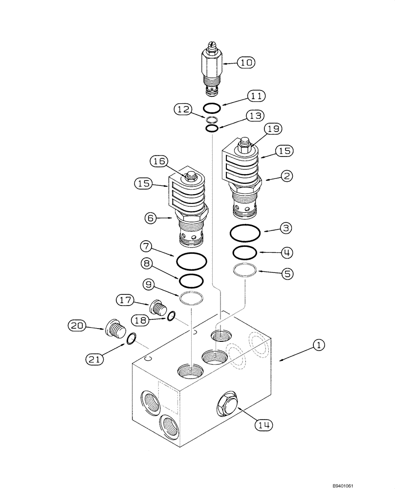 Схема запчастей Case 1840 - (08-64) - VALVE, SOLENOID - HYDRAULICS, HIGH FLOW (08) - HYDRAULICS