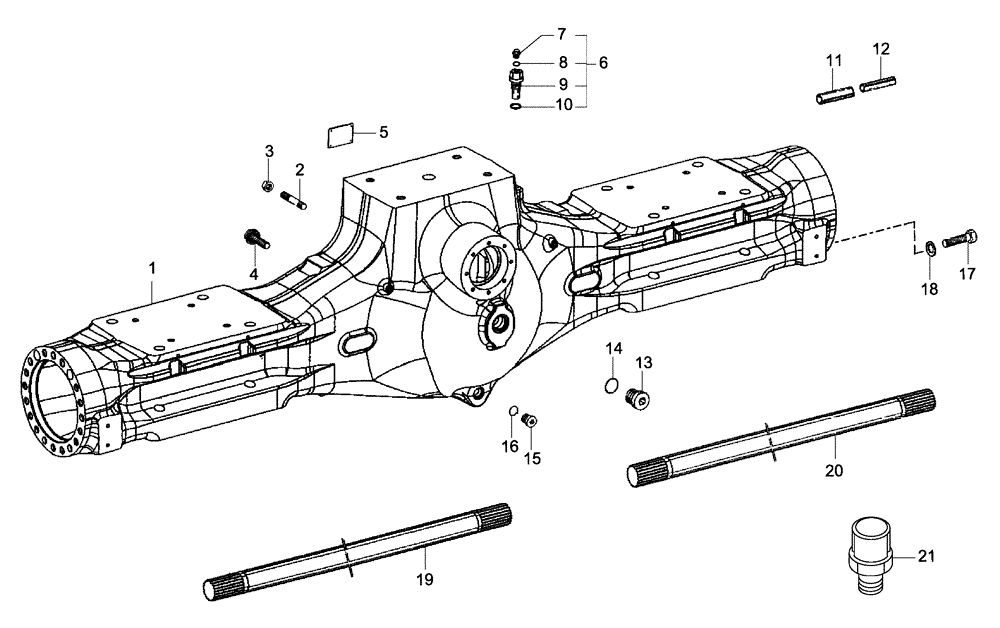 Схема запчастей Case 335 - (32A00000654[001]) - INTERMEDIATE AXLE - HOUSING (87363324) (11) - AXLES/WHEELS