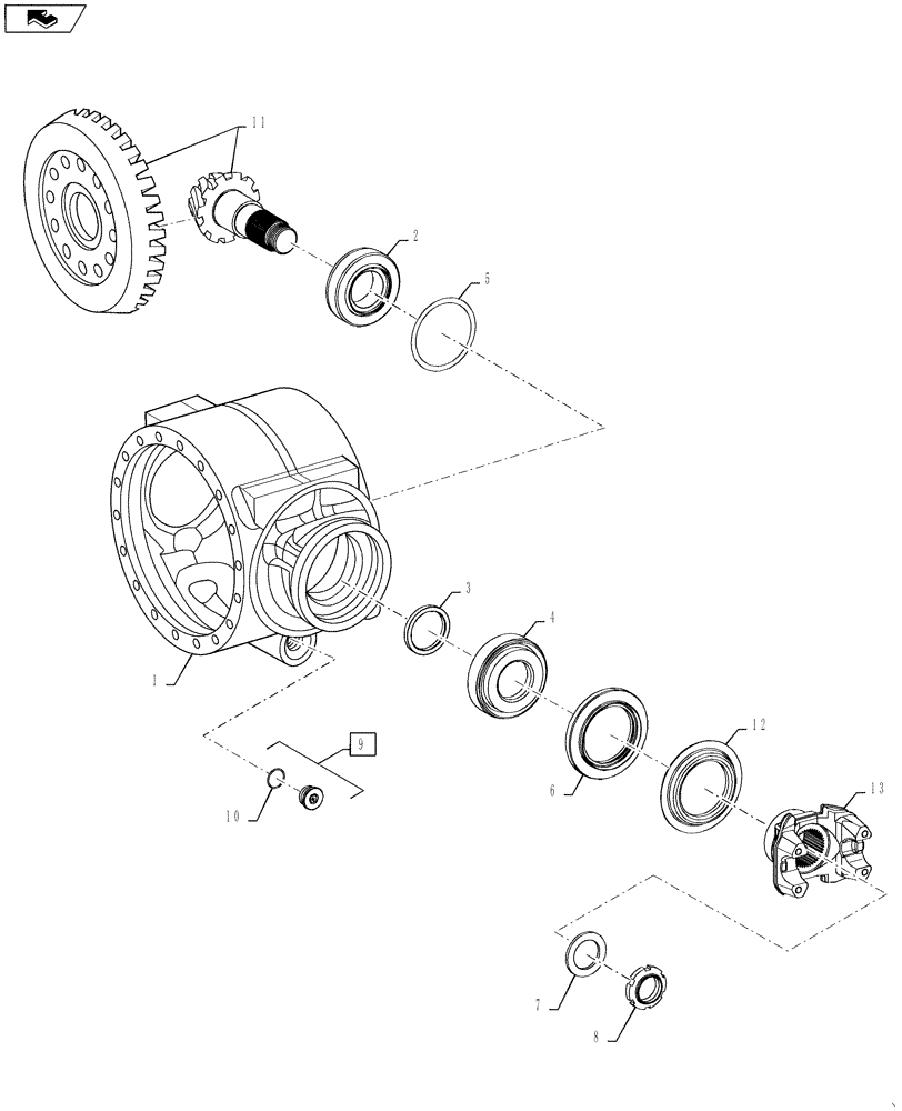 Схема запчастей Case 521F - (25.102.01) - FRONT AXLE DIFFERENTIAL CARRIER LIMITED SLIP AND LOCKING (25) - FRONT AXLE SYSTEM