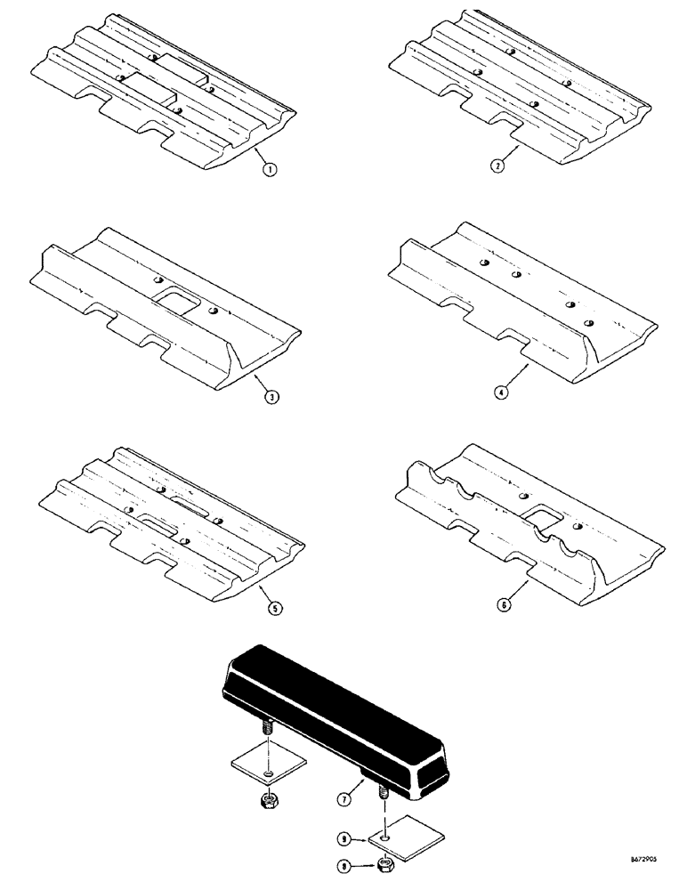 Схема запчастей Case 750 - (158) - TRACK SHOES (OVER-LAPPING), USED ON DRAWBAR AND DOZER MODELS W/ TRAC. S/N 7071626 & AFTER (04) - UNDERCARRIAGE