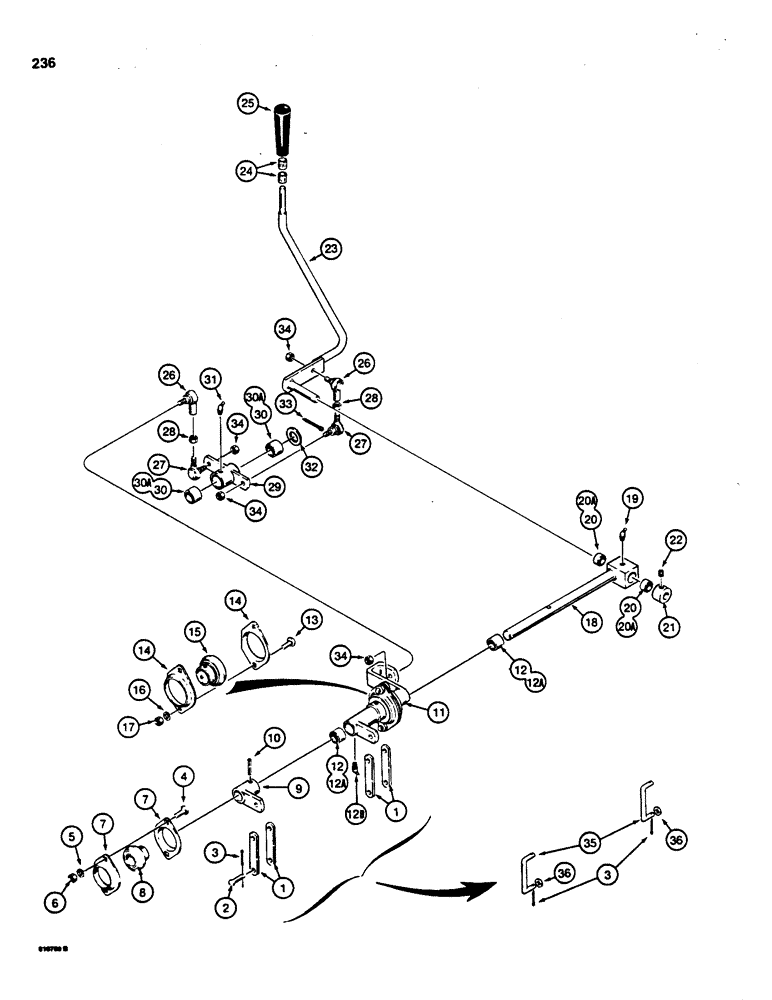 Схема запчастей Case 855C - (236) - EQUIPMENT CONTROL VALVE AND LEVERS, VALVES ARE STAMPED WITH CASE PART NO. (07) - HYDRAULIC SYSTEM