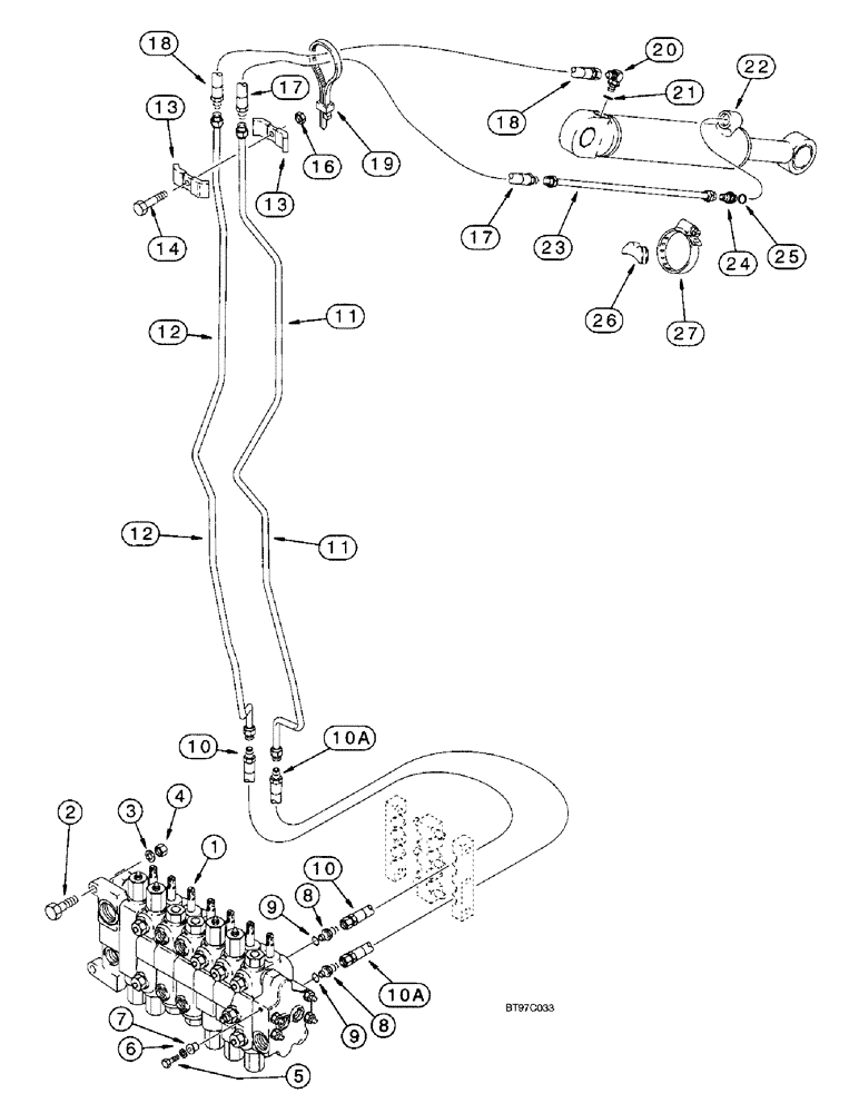 Схема запчастей Case 590SL - (8-36) - BACKHOE EXTENDABLE DIPPER HYDRAULIC CIRCUIT (08) - HYDRAULICS