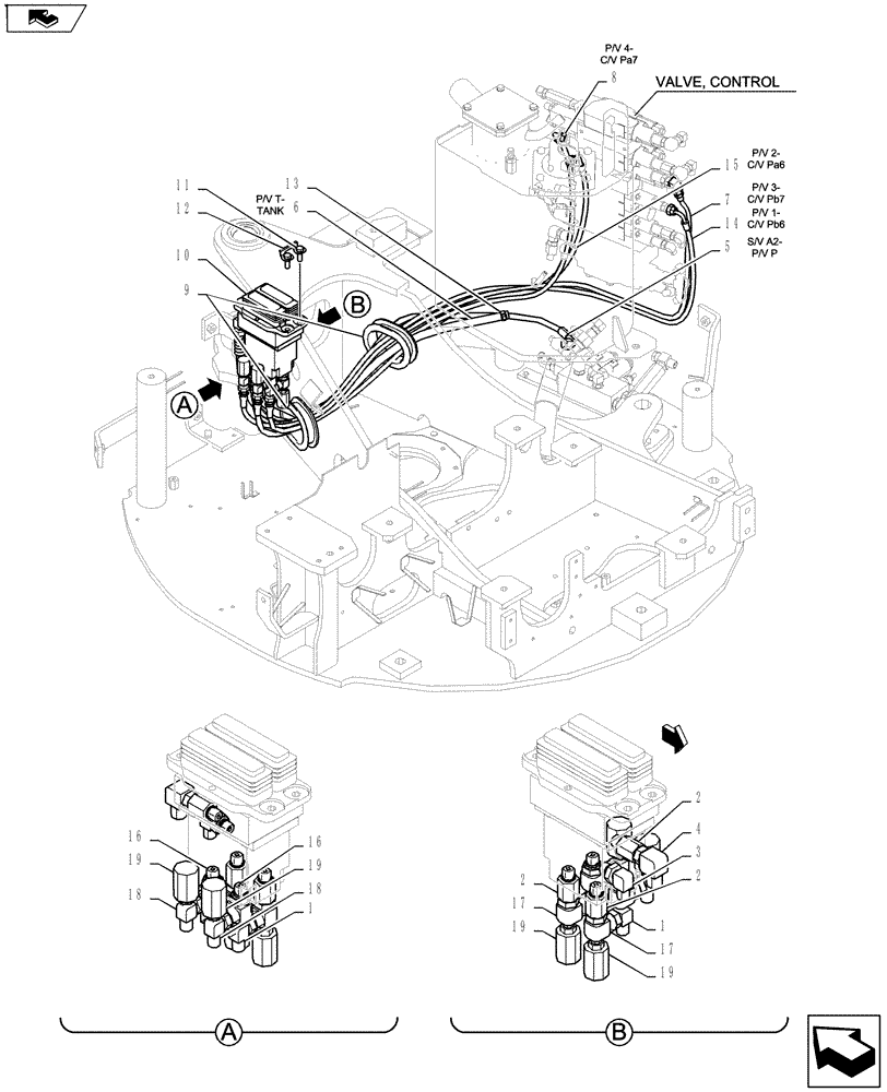 Схема запчастей Case CX27B ASN - (35.353.05) - CONTROL LINES, PROPEL (TRAVEL ALARM) (35) - HYDRAULIC SYSTEMS