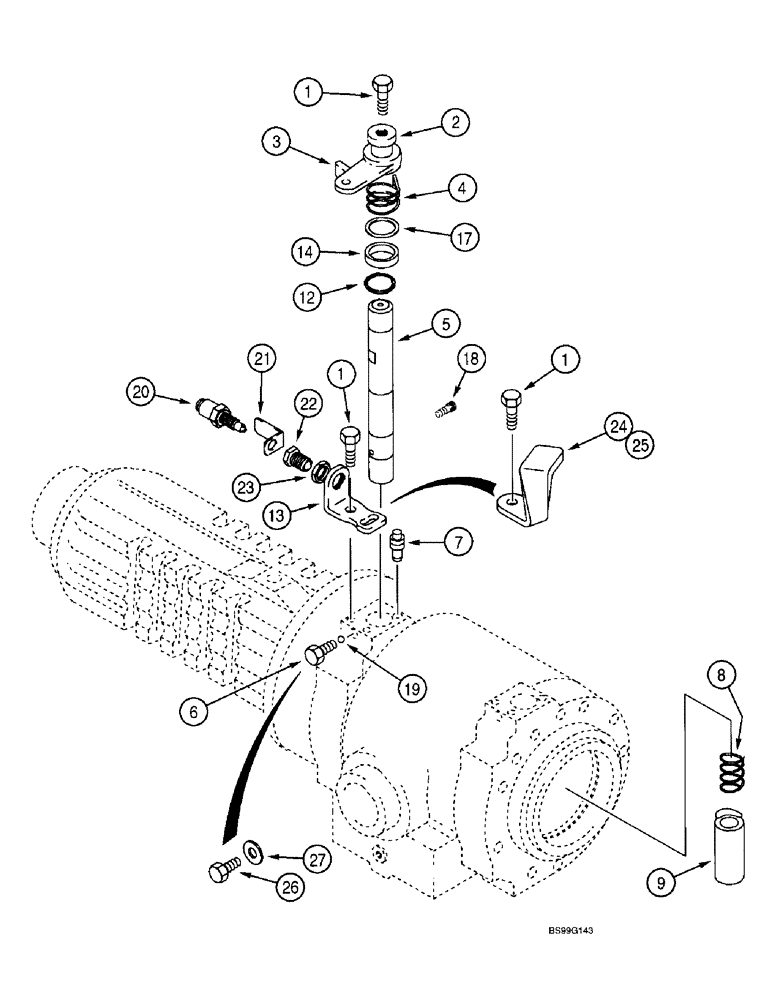 Схема запчастей Case 570LXT - (7-004) - REAR DRIVE AXLE, PARKING BRAKE (07) - BRAKES