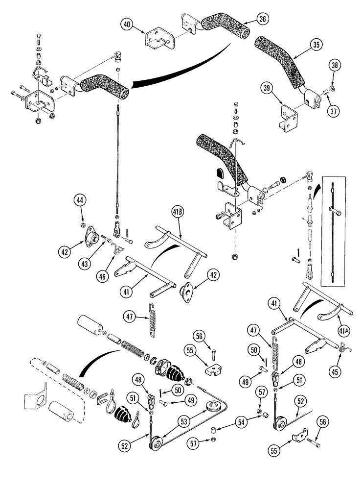 Схема запчастей Case 1835C - (7-04) - PARKING LATCH AND SEAT BARS USED ON MODELS WITH DUAL SEAT BARS AND TWO PULLEYS PER SIDE (07) - BRAKES