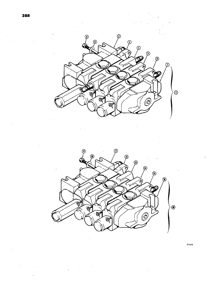 Схема запчастей Case 850 - (388) - D48101 TILT DOZER/DUAL PULL BEHIND VALVE (4 SPOOL), D48101 ANGLE TILT RIPPER VALVE (4 SPOOL) (07) - HYDRAULIC SYSTEM