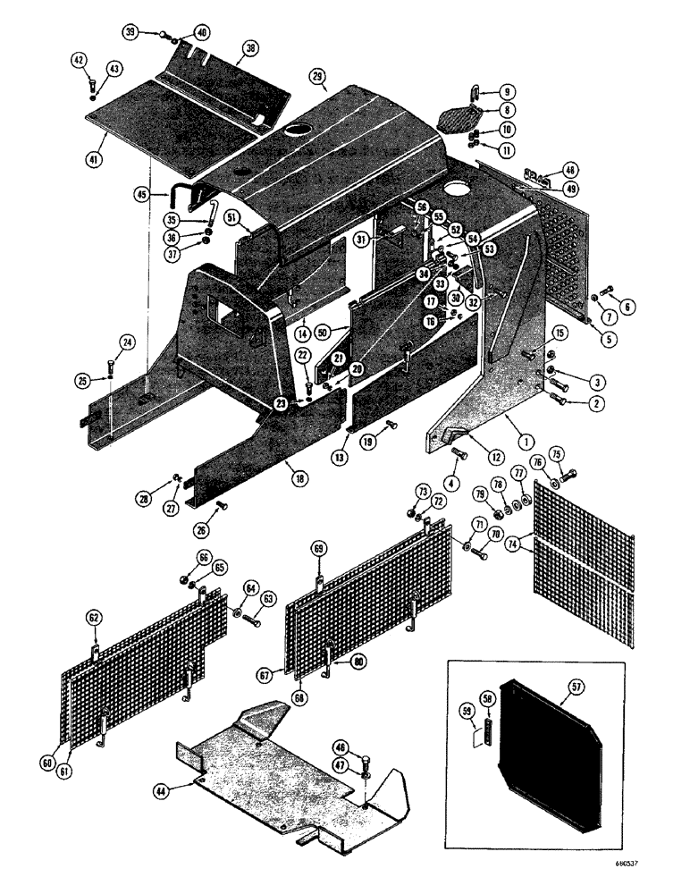 Схема запчастей Case 750 - (160) - HOOD, SHROUD, COWL, DASH AND SIDE SHIELDS (05) - UPPERSTRUCTURE CHASSIS