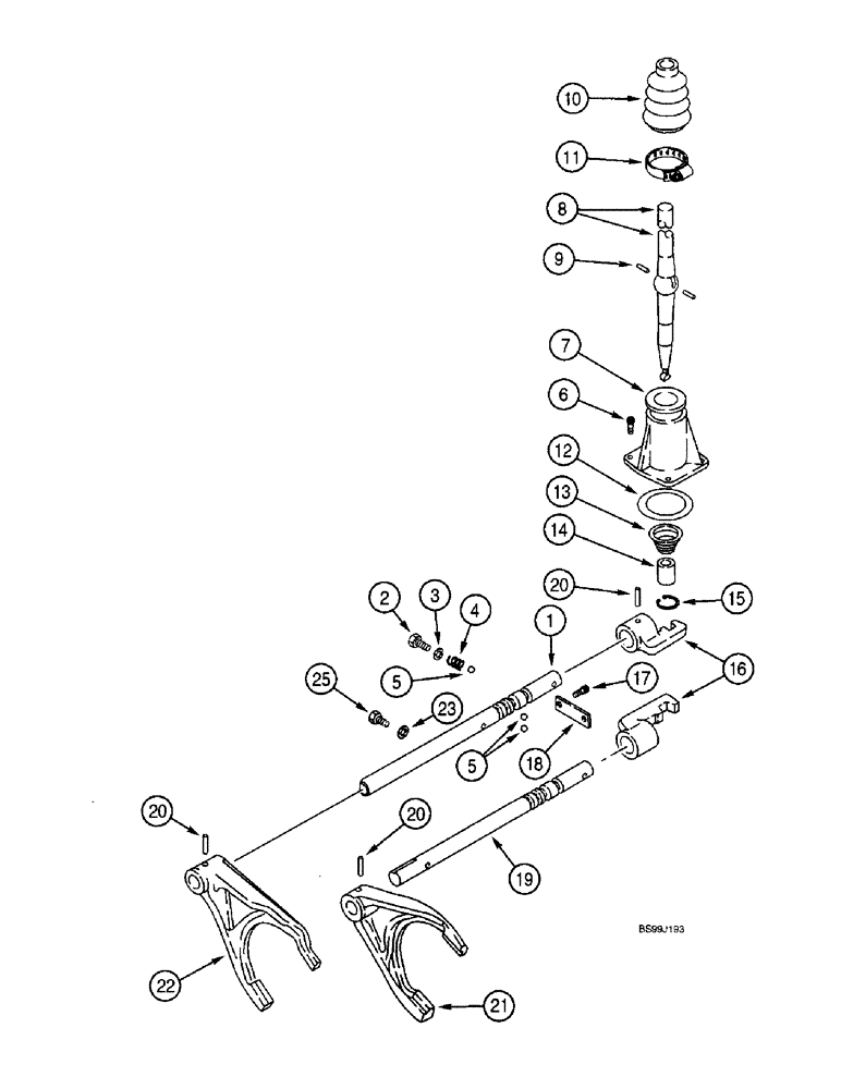 Схема запчастей Case 590SL - (6-042) - CARRARO TRANS. ASSEMBLY, TRANS. SHIFTER MECHANISM, 2WD OR 4WD, MODELS W/O POWERSHIFT TRANS. (06) - POWER TRAIN