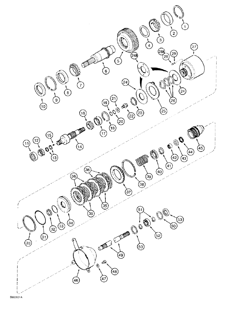 Схема запчастей Case 580SK - (6-88) - TRANSAXLE ASSEMBLY, PTO CLUTCH AND BRAKE (06) - POWER TRAIN