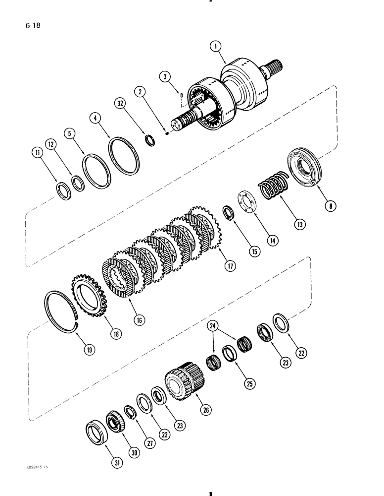 Схема запчастей Case 580K - (6-018) - POWER SHUTTLE, REVERSE CLUTCH (06) - POWER TRAIN