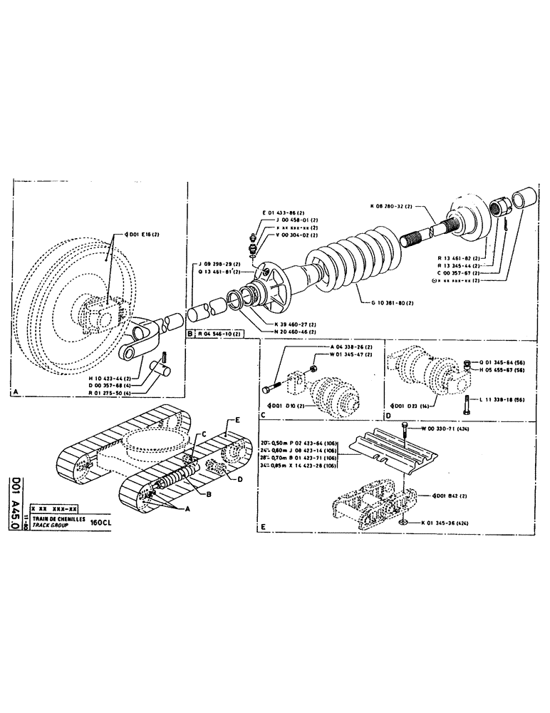 Схема запчастей Case 160CL - (084) - TRACK GROUP (04) - UNDERCARRIAGE