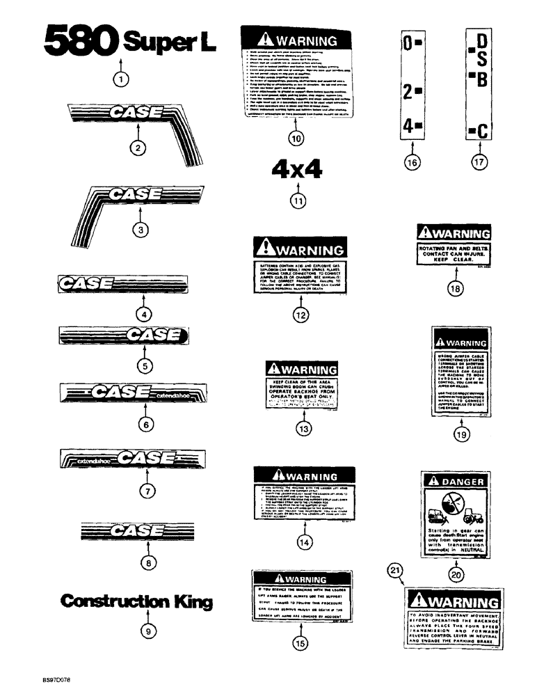 Схема запчастей Case 580SL - (9-134) - DECALS (09) - CHASSIS/ATTACHMENTS