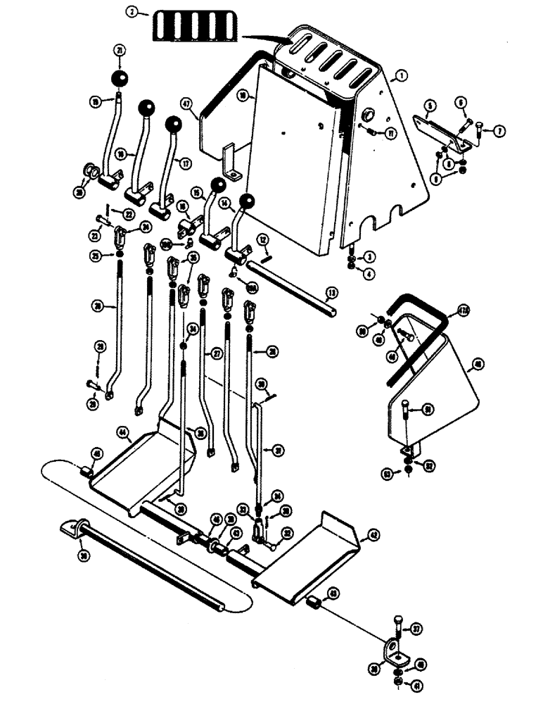 Схема запчастей Case 680CK - (142) - INDIVIDUAL LEVER BACKHOE CONTROL (FOOT SWING) (84) - BOOMS, DIPPERS & BUCKETS