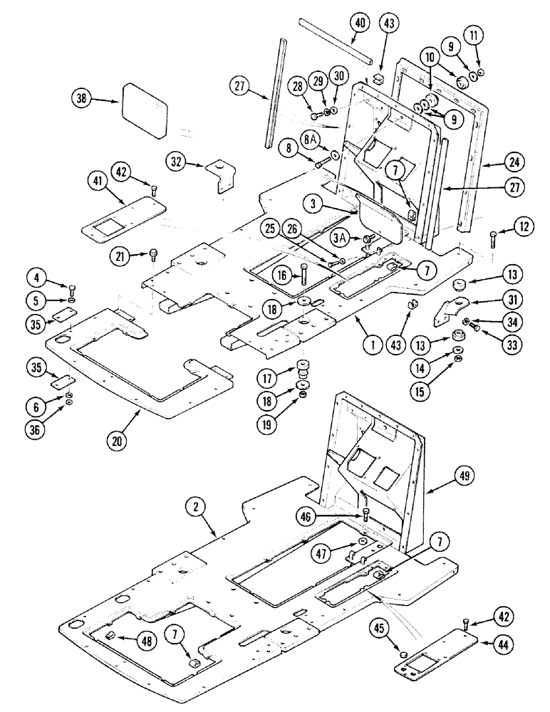 Схема запчастей Case 580SK - (9-106) - OPERATORS COMPARTMENT FRAME AND MOUNTING (09) - CHASSIS/ATTACHMENTS