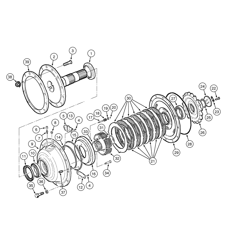 Схема запчастей Case 845 DHP - (06-68[01]) - REAR AXLE GRAZIANO - BRAKE ASSEMBLY (06) - POWER TRAIN