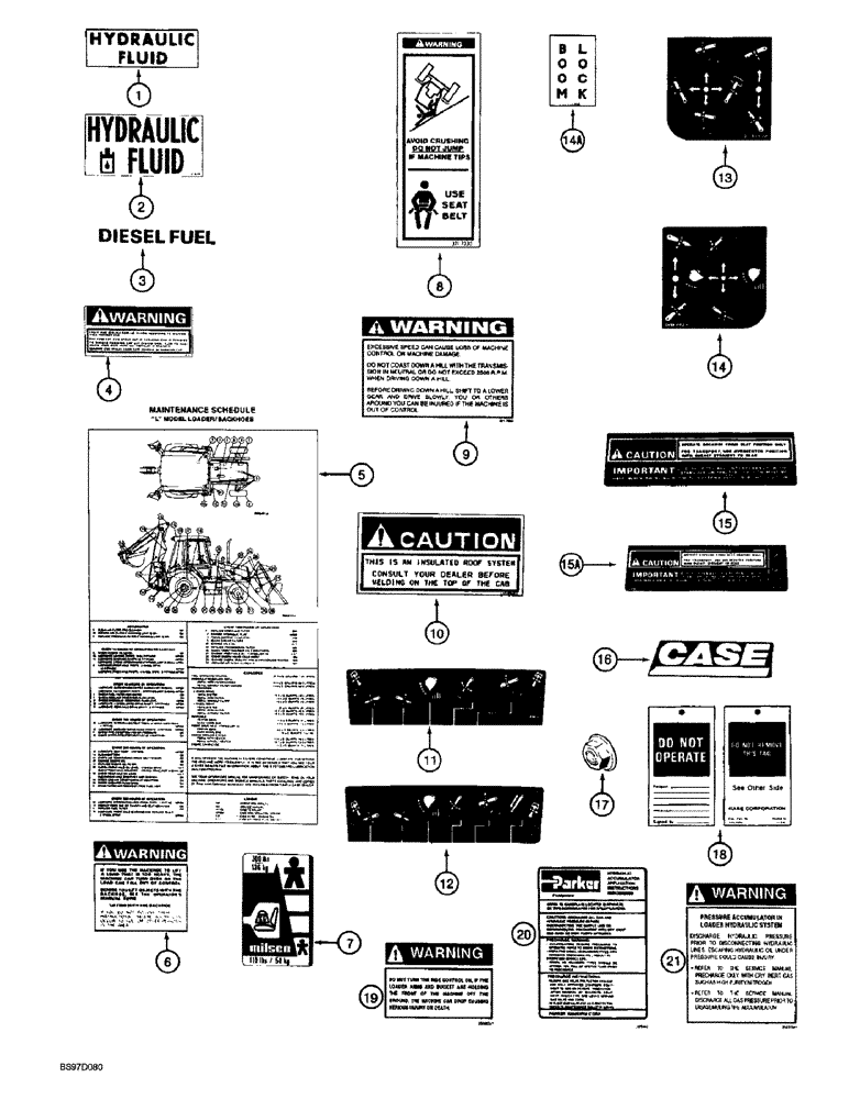 Схема запчастей Case 590SL - (9-142) - DECALS (09) - CHASSIS/ATTACHMENTS