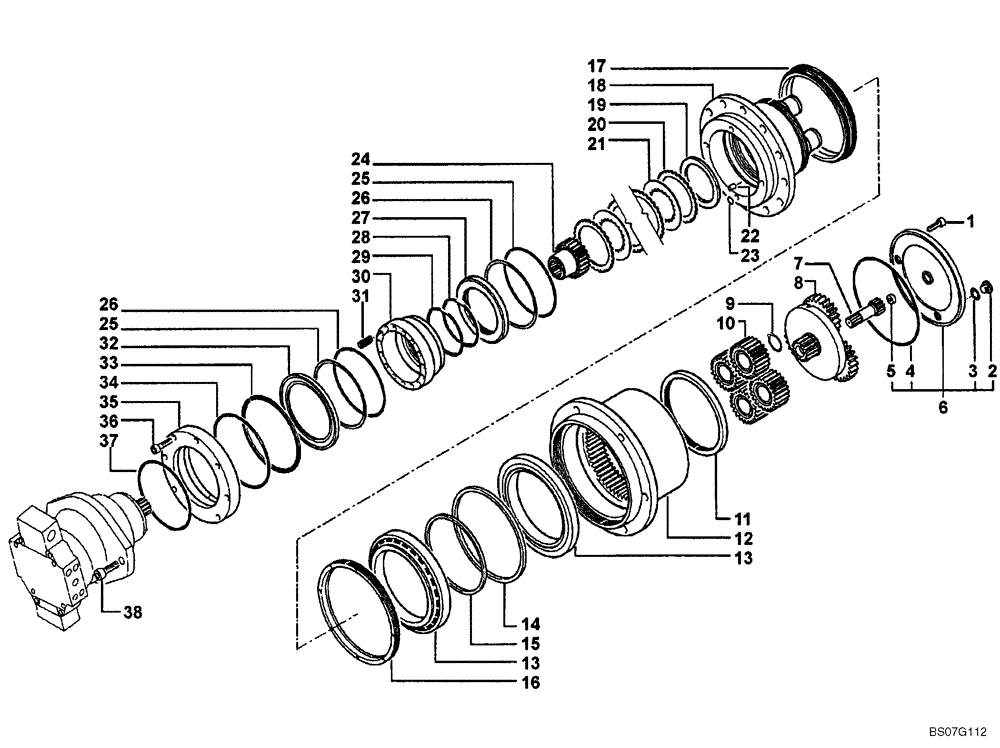 Схема запчастей Case SV208 - (06-07[01]) - REDUCTION GEAR ASSY (GROUP 95-1) (ND101398) (06) - POWER TRAIN