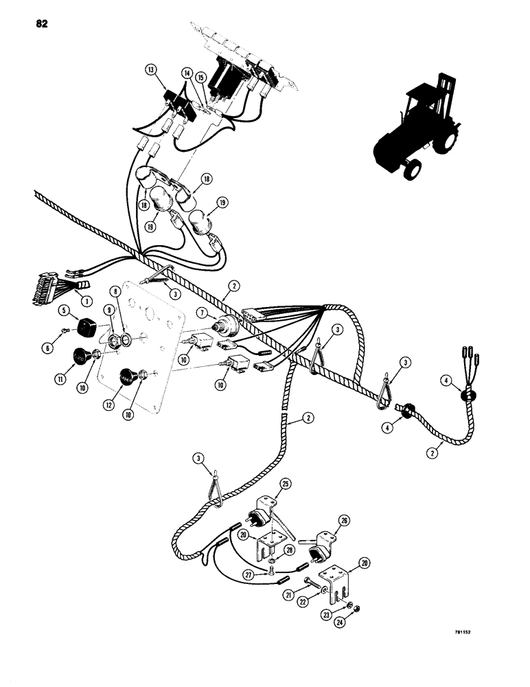 Схема запчастей Case 584C - (082) - ELECTRICAL SYSTEM, FLASHER HARNESS AND CONTROLS, MODELS W/ FLASHER LAMPS, TRACTOR SN 8980051 & AFTER (55) - ELECTRICAL SYSTEMS