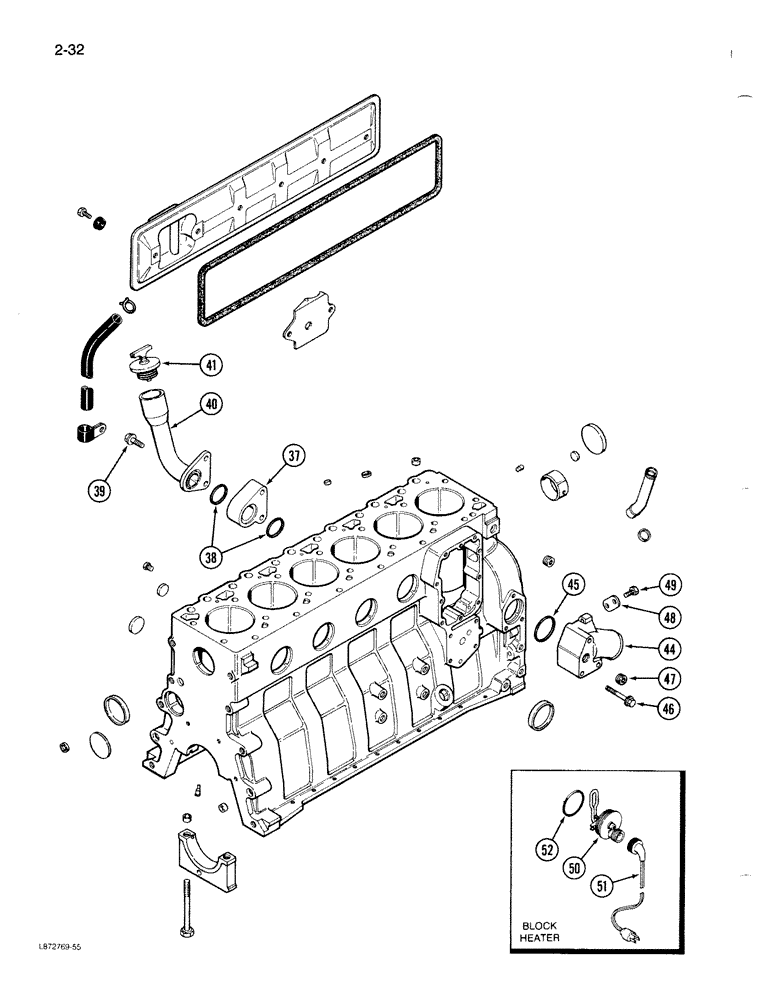 Схема запчастей Case 1085B - (2-032) - CYLINDER BLOCK, 6T-590 ENGINE (02) - ENGINE