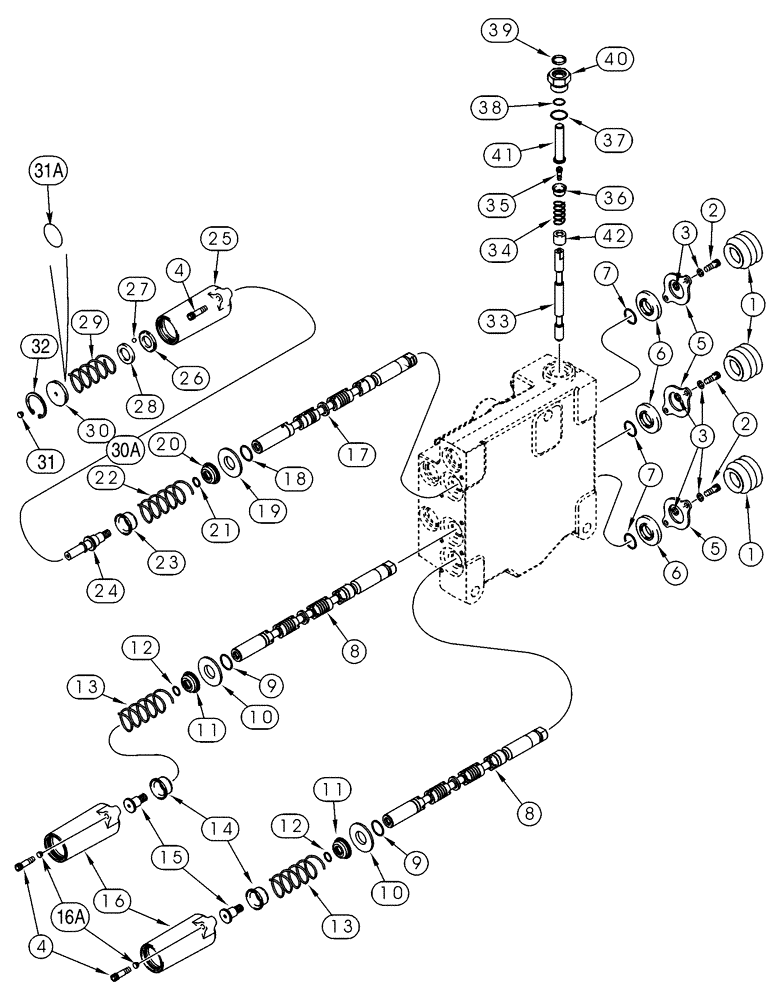 Схема запчастей Case 85XT - (08-18) - VALVE, CONTROL SPOOLS AND DETENTS, NORTH AMERICAN MODELS -JAF0352233, EUROPEAN MODELS -JAF0352714 (08) - HYDRAULICS