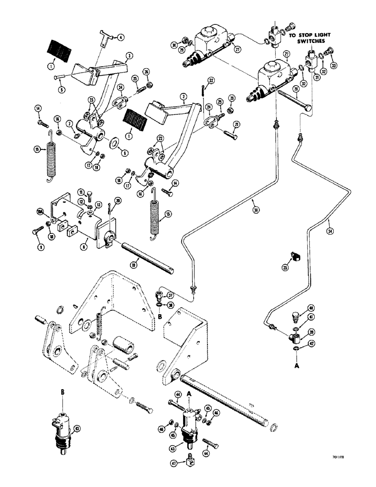 Схема запчастей Case 680CK - (094) - BRAKE PEDALS AND LINKAGE (33) - BRAKES & CONTROLS