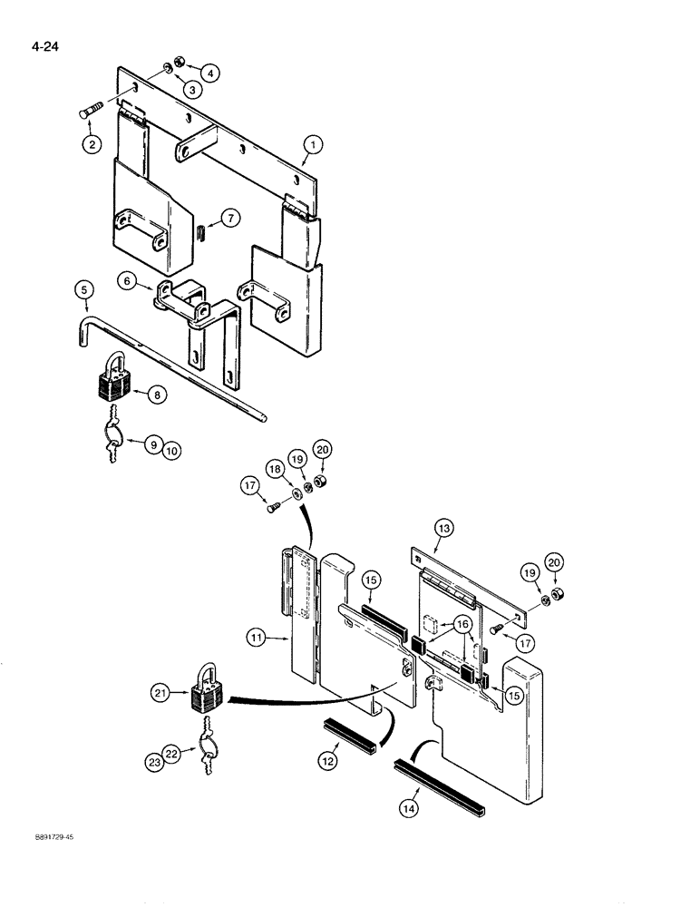 Схема запчастей Case 780D - (4-24) - OPTIONAL INSTRUMENT PANEL ANTI-VANDALISM COVERS (04) - ELECTRICAL SYSTEMS