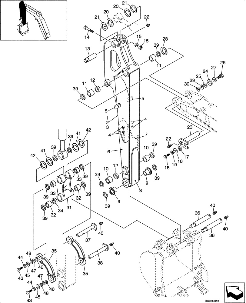 Схема запчастей Case CX14 - (09-27[00]) - ARM ASSY (S/N PE01-01001 - 00638) (09) - CHASSIS/ATTACHMENTS