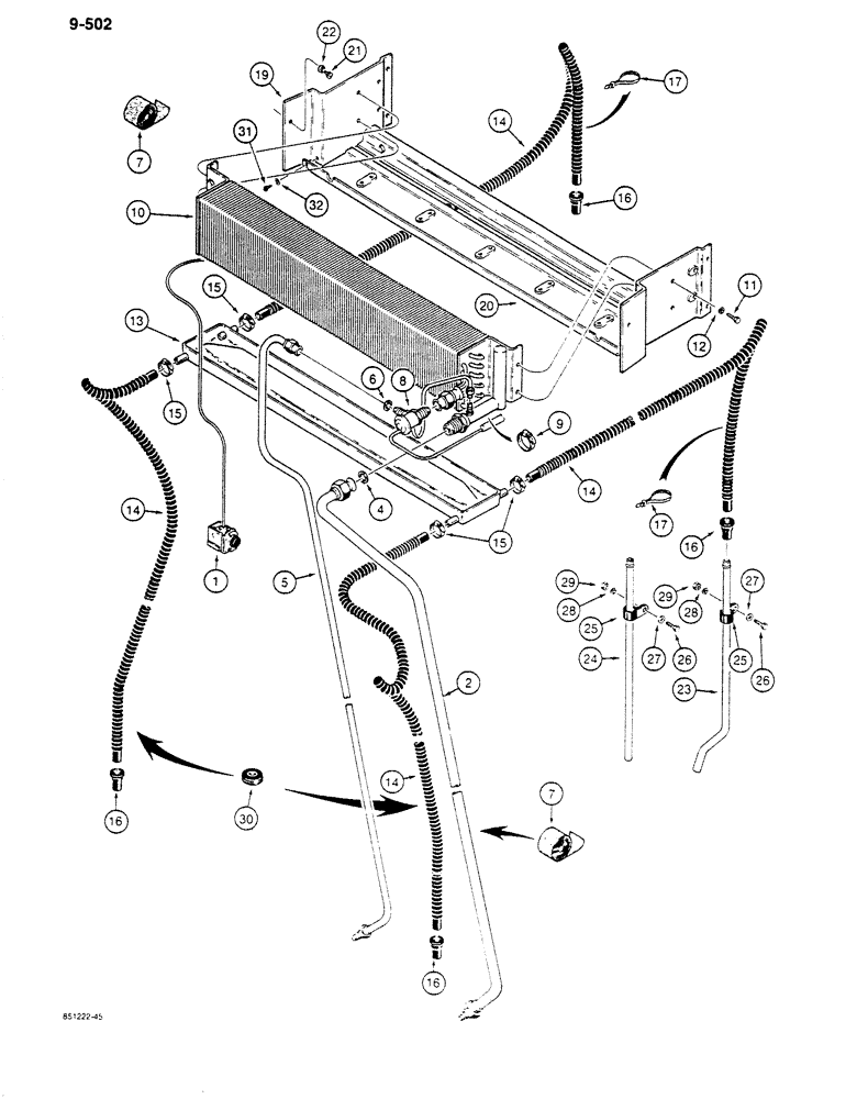 Схема запчастей Case 680K - (9-502) - CAB AIR CONDITIONING (09) - CHASSIS/ATTACHMENTS