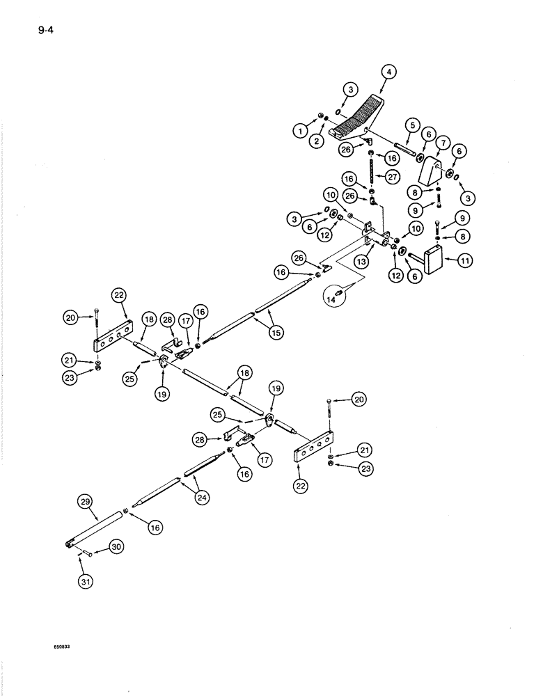 Схема запчастей Case 1086B - (9-004) - CONTROLS, SWING PEDAL AND LINKAGE (09) - CHASSIS