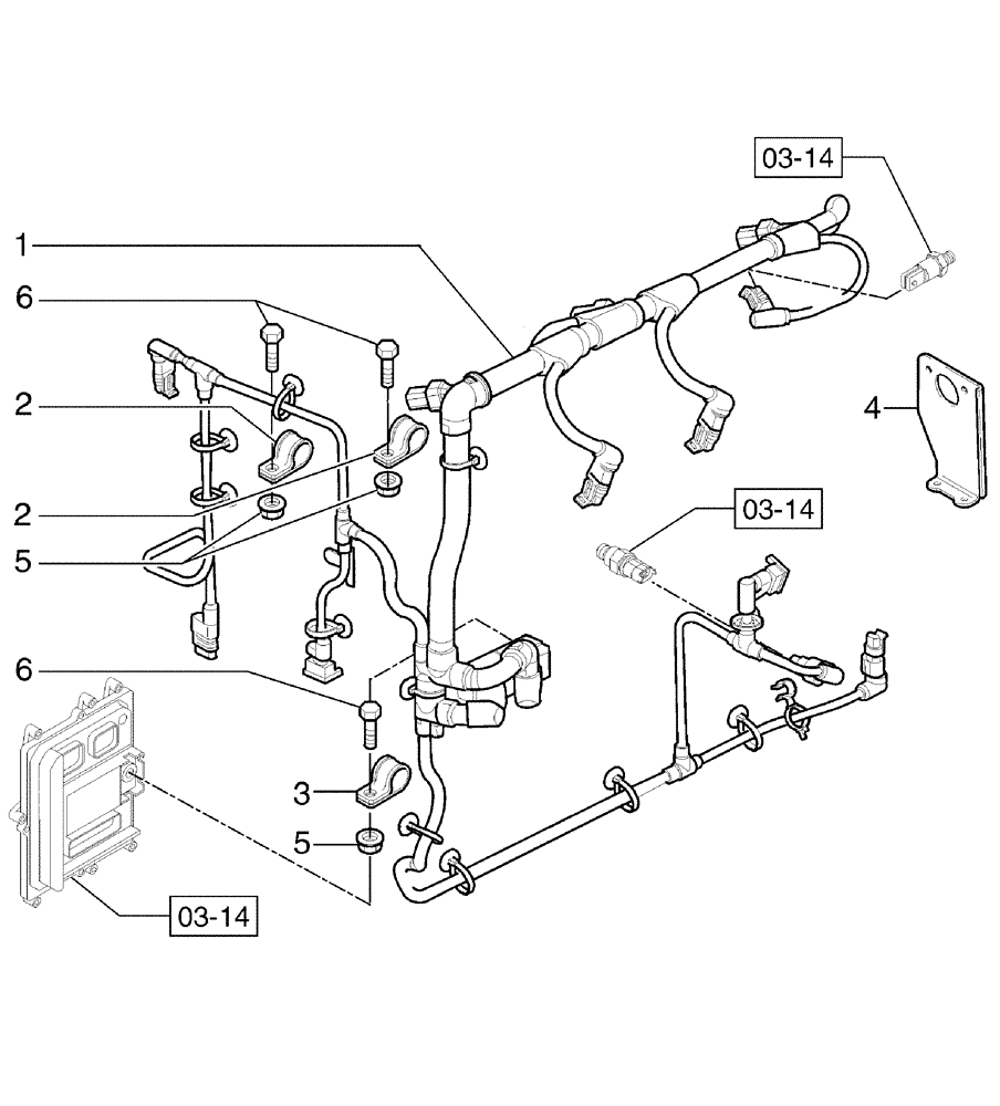 Схема запчастей Case 845B - (03-13[01]) - HARNESS, ENGINE ELECTRONIC CONTROL MODULE (03) - FUEL SYSTEM