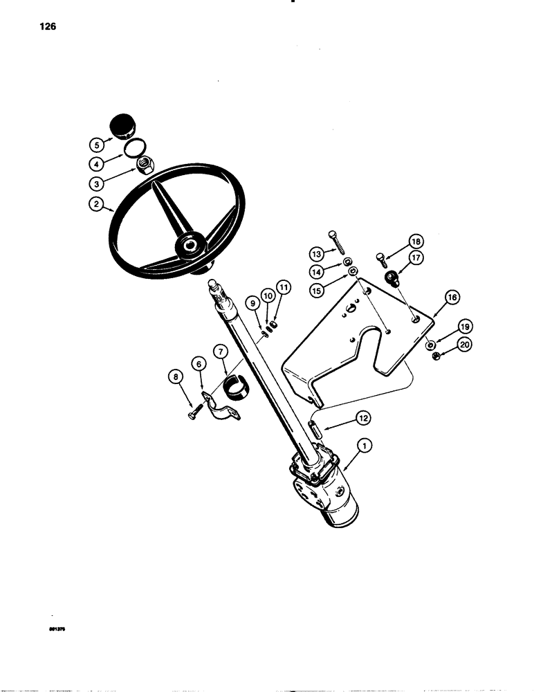 Схема запчастей Case 780B - (126) - STEERING WHEEL, STEERING COLUMN, AND MOUNTING PARTS (05) - STEERING