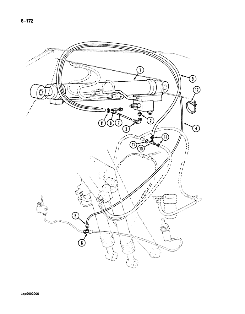 Схема запчастей Case 125B - (8-172) - CRANING VALVE HYDRAULIC CIRCUIT, IF USED, REHANDLING ARM CYLINDER (08) - HYDRAULICS