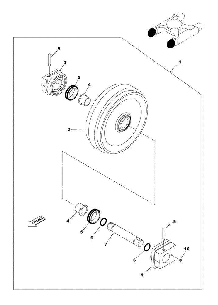 Схема запчастей Case CX470C - (05-004-00[01]) - GUIDE PULLEY (04) - UNDERCARRIAGE