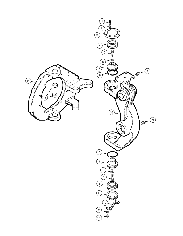 Схема запчастей Case 865B AWD - (06-15[01]) - FRONT AXLE - RIGHT SIDE STEERING KNUCKLE - ASSEMBLY (06) - POWER TRAIN