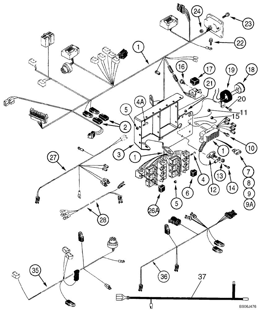 Схема запчастей Case 570MXT - (04-08) - HARNESS, SIDE CONSOLE - MOUNTING AND CONNECTIONS (04) - ELECTRICAL SYSTEMS